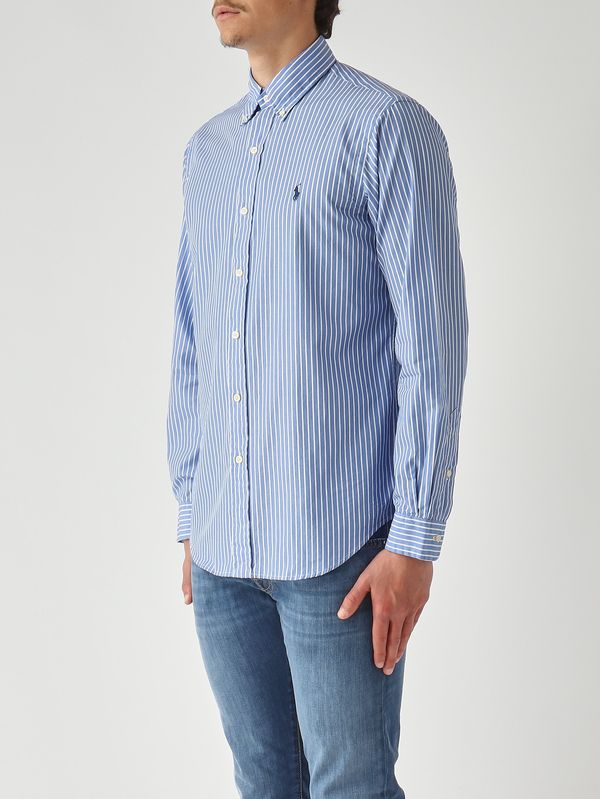 6. Camisa de hombre de corte clásico de algodón Azul-Blanco Polo Ralph Lauren 710b15595