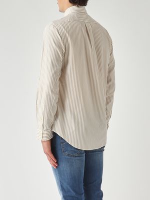 8. Camisa de hombre de corte clásico de algodón Marfil-Beige