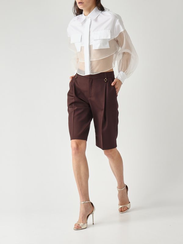 2. Women's Bermuda shorts in virgin wool blend Cocoa Elisabetta Franchi pa18162e2
