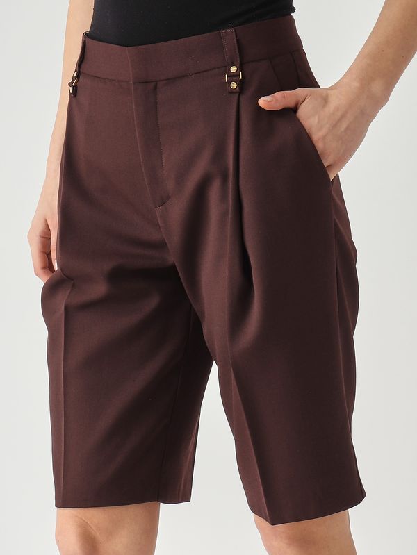 5. Women's Bermuda shorts in virgin wool blend Cocoa Elisabetta Franchi pa18162e2