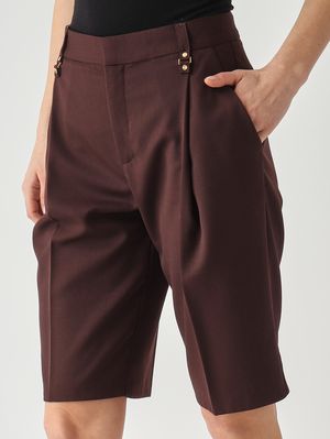 5. Women's Bermuda shorts in virgin wool blend Cocoa