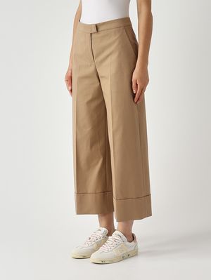 3. Pantalón de mujer de algodón elástico. Tabaco