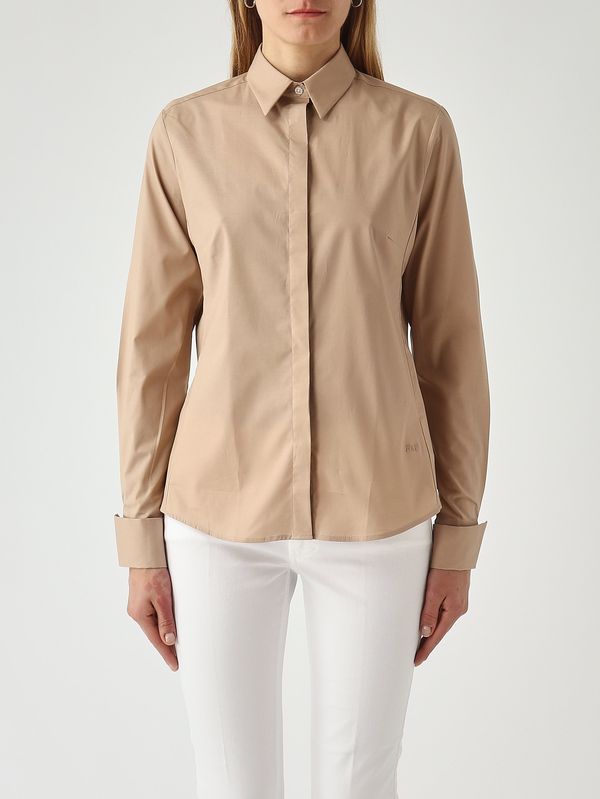 Damenhemd aus Stretch-Baumwolle Dunkelbeige Fay