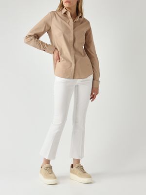 2. Camicia donna in cotone stretch Beige Scuro