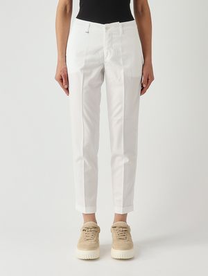 1. Damenhose aus Stretch-Baumwollmischung Weiß