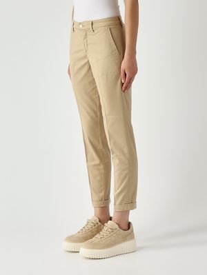 3. Women's stretch cotton blend trousers Beige