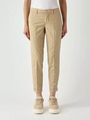 1. Women's stretch cotton blend trousers Beige