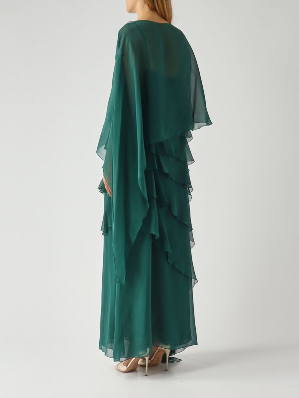 Antonelli Women's Melone silk chiffon cape - Emerald Green | Caposerio.com