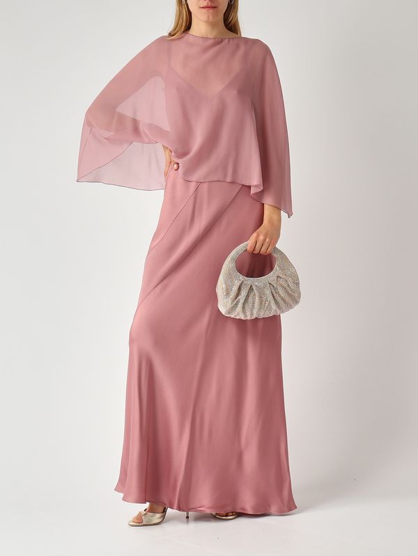 2. Damenkleid Luna aus satiniertem Stoff Antikrosa Antonelli q6648