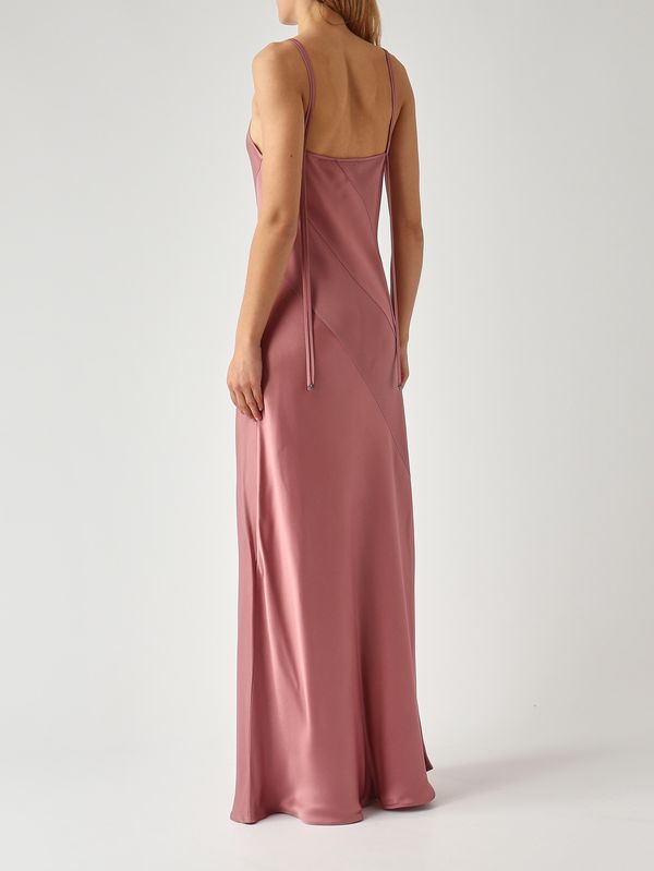 4. Damenkleid Luna aus satiniertem Stoff Antikrosa Antonelli q6648
