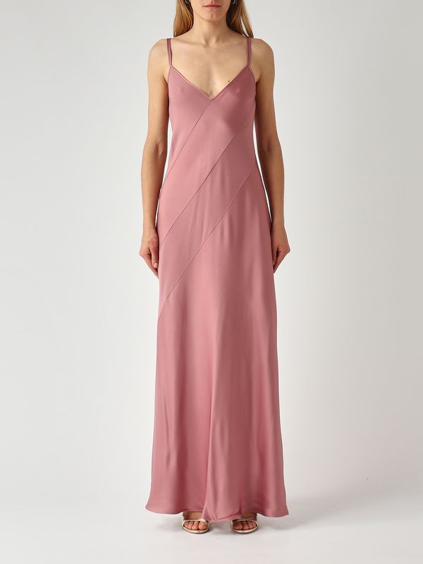 1. Damenkleid Luna aus satiniertem Stoff Antikrosa Antonelli q6648