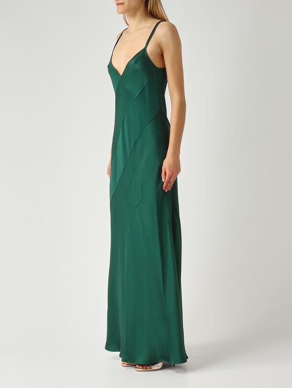 3. Damenkleid Luna aus satiniertem Stoff Smaragdgrün Antonelli q6648