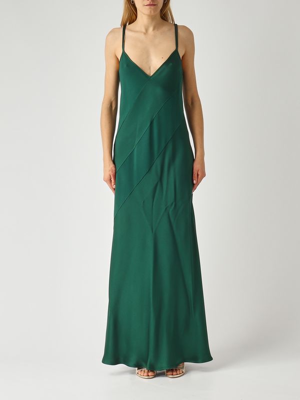 Luna women's dress in satin-effect fabric Emerald Green Antonelli