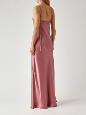 4. Damenkleid Luna aus satiniertem Stoff Antikrosa