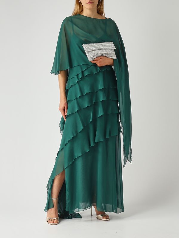 Antonelli Marilyn women's dress in silk georgette - Emerald Green |  Caposerio.com