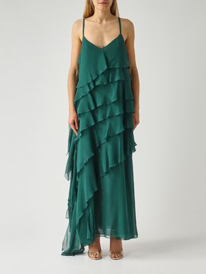 1. Abito donna Marilyn in georgette di seta Verde Smeraldo