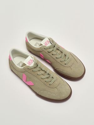 2. Baskets femme Volley en daim Taupe-Rose