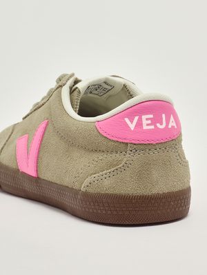 5. Baskets femme Volley en daim Taupe-Rose