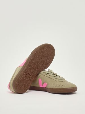 4. Baskets femme Volley en daim Taupe-Rose