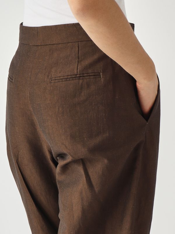 5. Pantalone donna in cotone e lino Cioccolato PT Torino cdvscxz00stdzi33