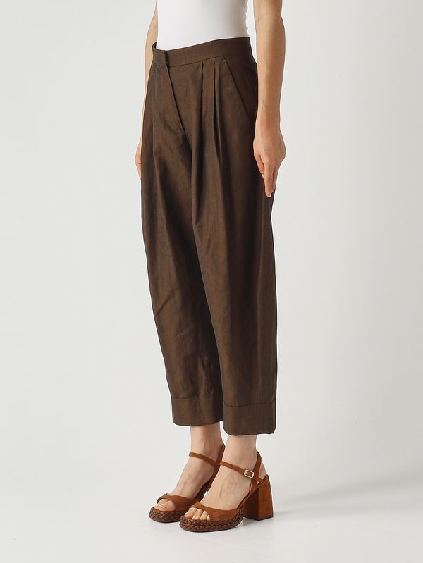 3. Pantalone donna in cotone e lino Cioccolato PT Torino cdvscxz00stdzi33