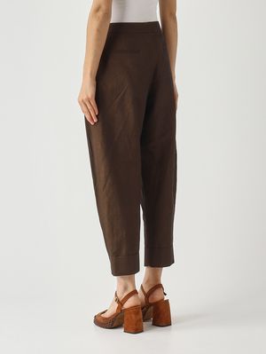 4. Pantalone donna in cotone e lino Cioccolato