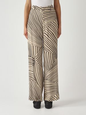 1. Pantalone donna in viscosa Ecru'-Nero