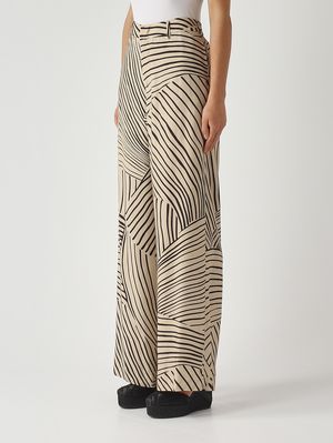 3. Pantalone donna in viscosa Ecru'-Nero