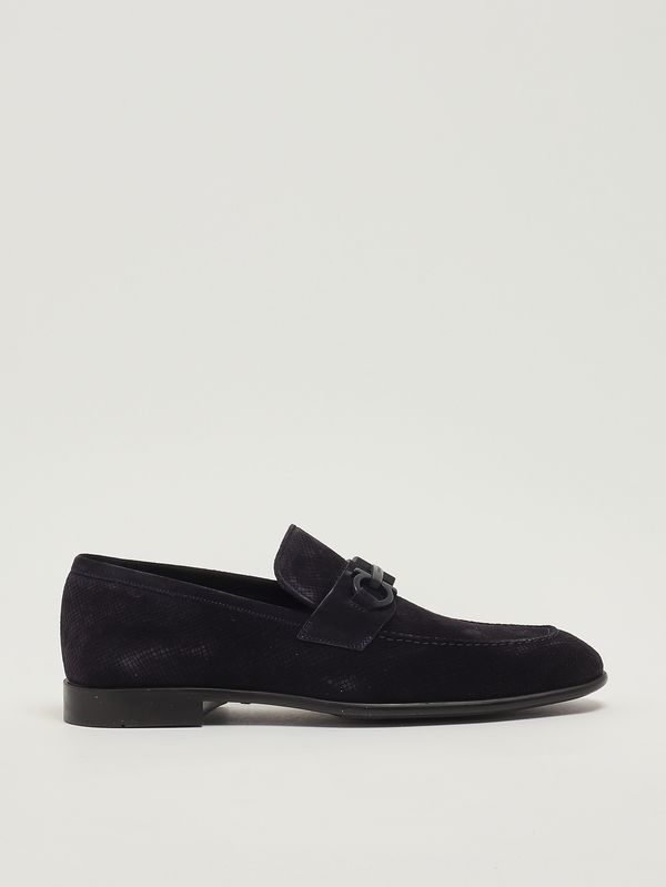 1. Mocassino uomo Foster in pelle scamosciata Blu Navy Ferragamo 021669789474