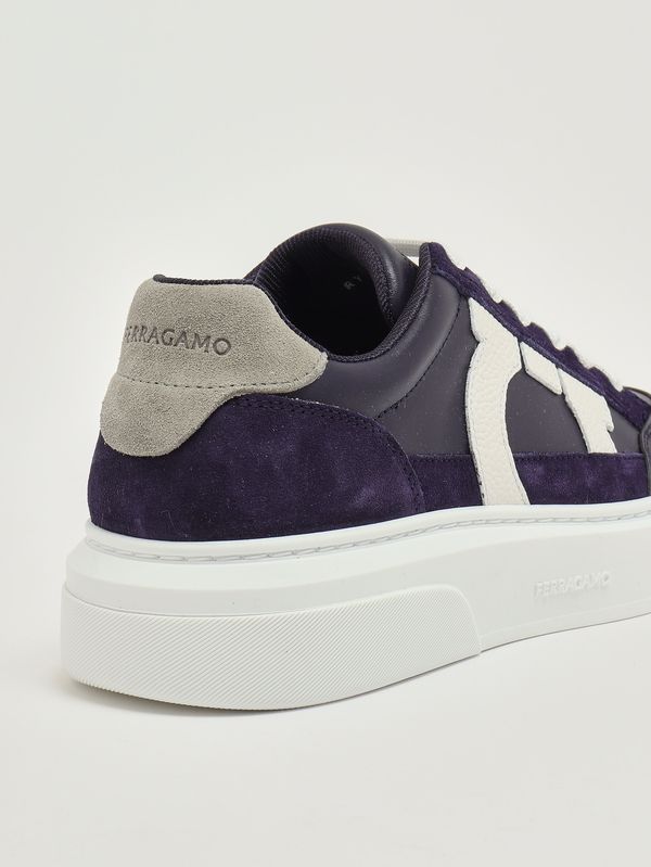 5. Herren-Sneaker Cassina aus technischem Mesh und Leder Blau Ferragamo 023588776671