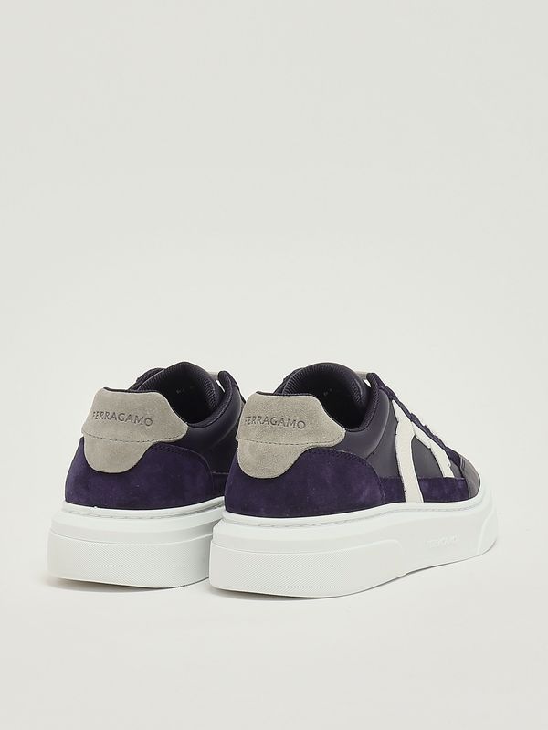 3. Herren-Sneaker Cassina aus technischem Mesh und Leder Blau Ferragamo 023588776671