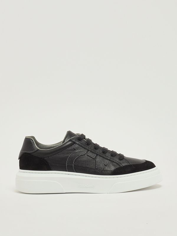 1. Men's Cassina leather sneakers Black Ferragamo 023588781776