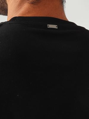 5. Camiseta para hombre de piqué de algodón de doble capa. Negro