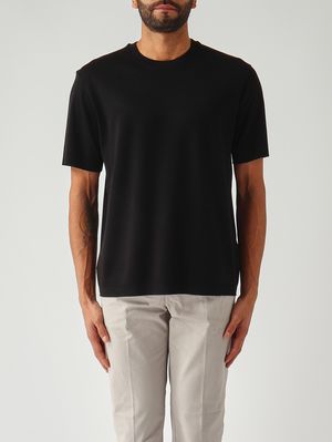 1. Camiseta para hombre de piqué de algodón de doble capa. Negro