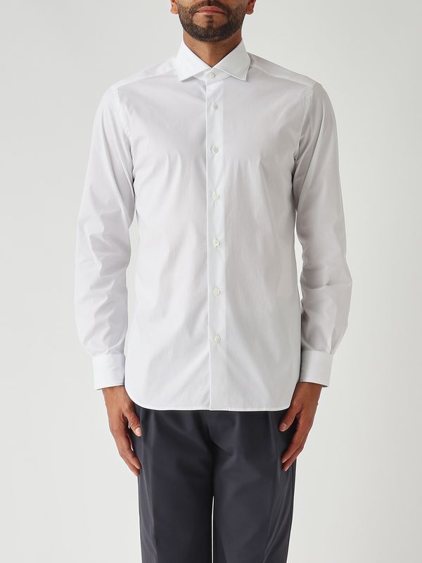 1. Chemise homme en satin de coton stretch Blanc Guglielminotti 1uvagpg