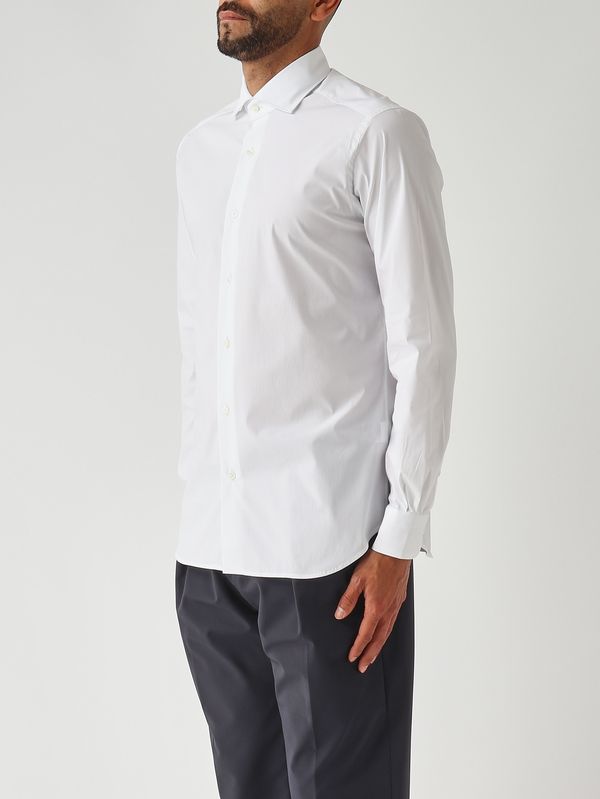 2. Chemise homme en satin de coton stretch Blanc Guglielminotti 1uvagpg