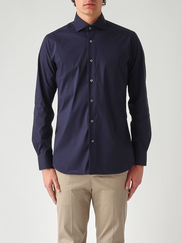 1. Herrenhemd aus Stretch-Baumwollsatin Marine Guglielminotti 1uvagpg