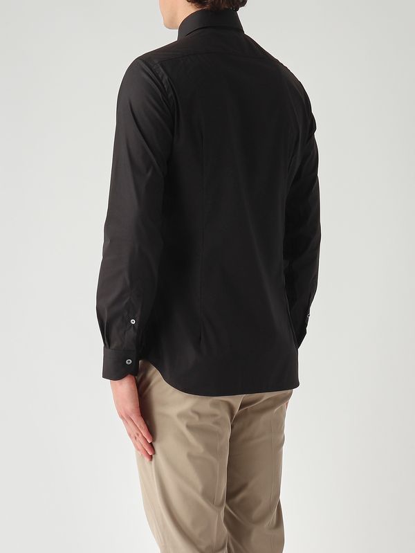 4. Herrenhemd aus Stretch-Baumwollsatin Schwarz Guglielminotti 1uvagpg