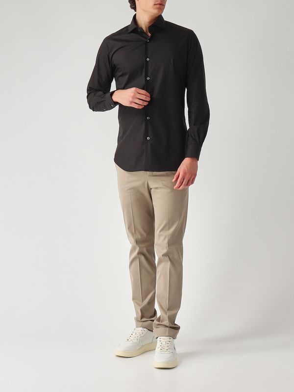 2. Herrenhemd aus Stretch-Baumwollsatin Schwarz Guglielminotti 1uvagpg