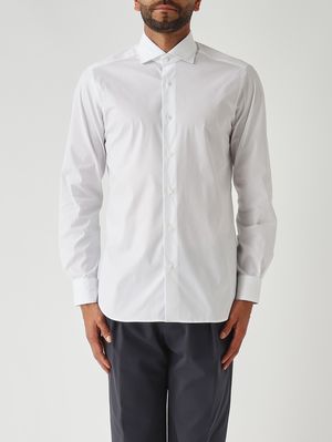 1. Chemise homme en satin de coton stretch Blanc