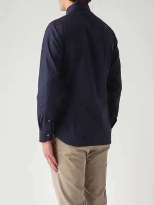 4. Herrenhemd aus Stretch-Baumwollsatin Marine
