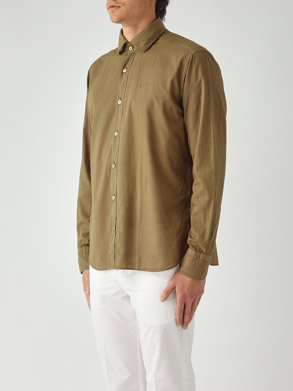 2. Camisa de hombre de muselina de algodón muy ligera. Caqui Tintoria Mattei 1mkltnp
