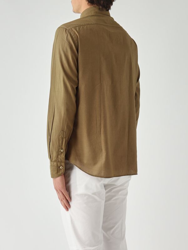 3. Camisa de hombre de muselina de algodón muy ligera. Caqui Tintoria Mattei 1mkltnp