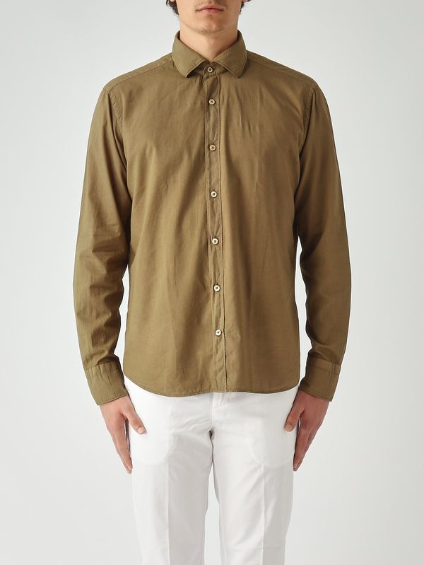 Camicia uomo in mussola di cotone leggerissimo Kaki Tintoria Mattei