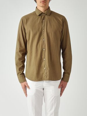 1. Camisa de hombre de muselina de algodón muy ligera. Caqui