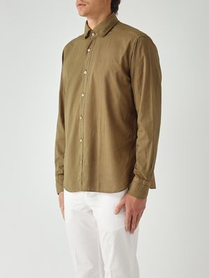 2. Camisa de hombre de muselina de algodón muy ligera. Caqui
