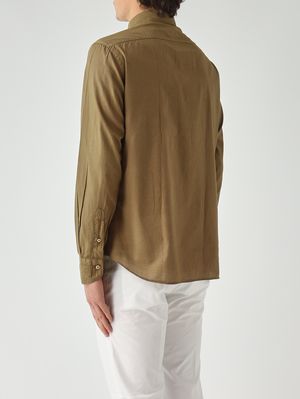 3. Camisa de hombre de muselina de algodón muy ligera. Caqui