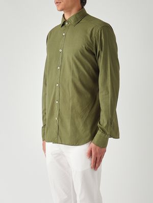 2. Herrenhemd aus hauchdünner Baumwollmusselin Olive