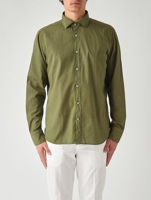 1. Herrenhemd aus hauchdünner Baumwollmusselin Olive