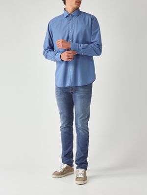 2. Herrenhemd aus hauchdünner Baumwollmusselin Avio